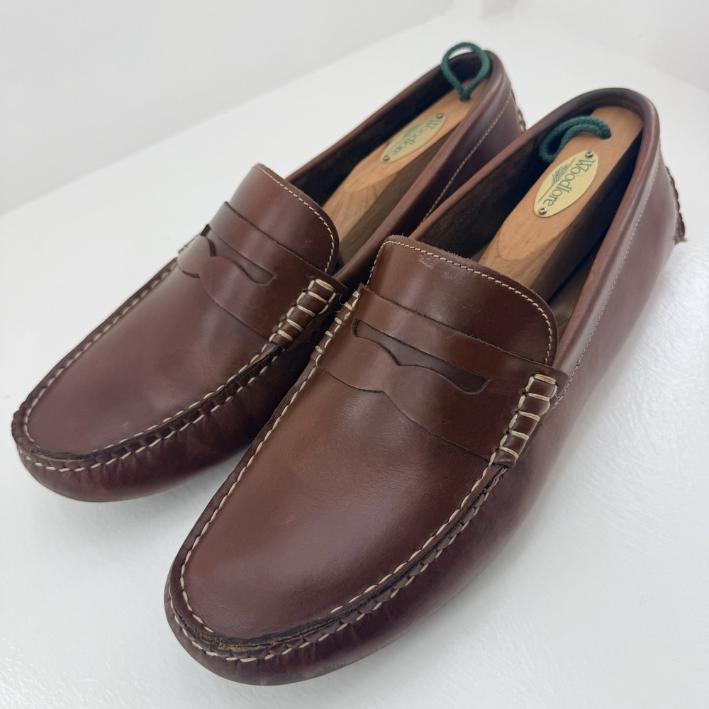 Johnston & Murphy Mens 10.5 M Brown Leather Penny Loafers Moc Toe Driving Shoes